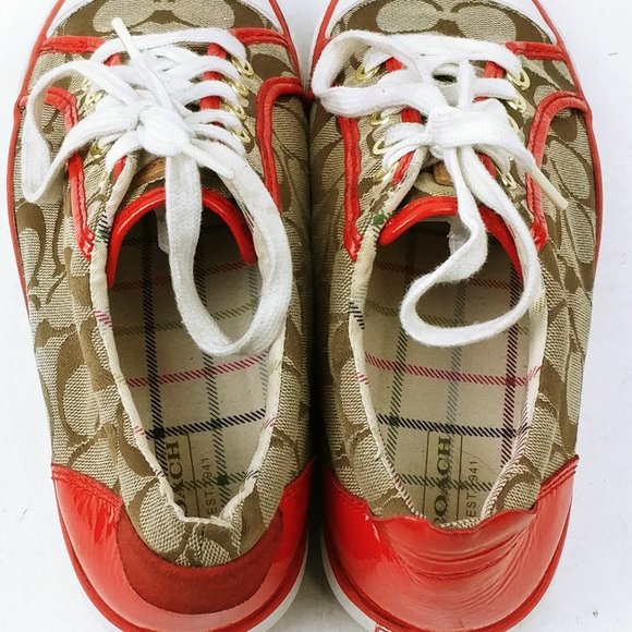 Coach Women's Low Rise Red Sneakers Size 8B - Picture 4 of 6